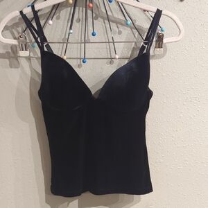 Y2K Rampage Grunge Goth Velvet Top Strappy Dark Academia Evening Top Hook & Eye